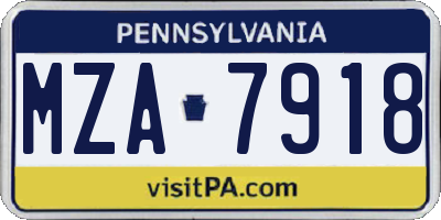 PA license plate MZA7918