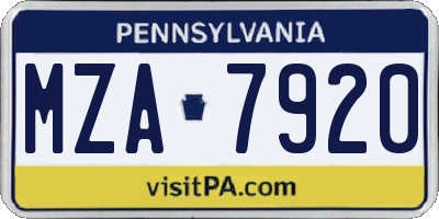 PA license plate MZA7920