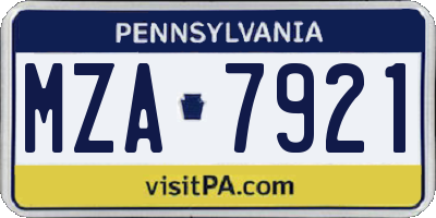 PA license plate MZA7921