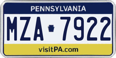 PA license plate MZA7922