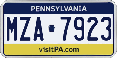 PA license plate MZA7923