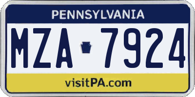 PA license plate MZA7924
