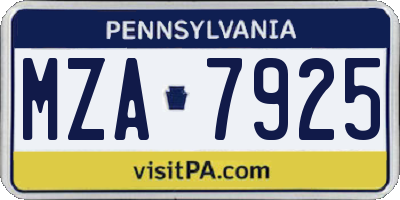 PA license plate MZA7925