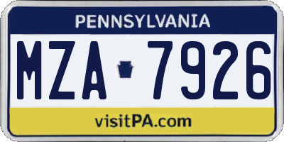 PA license plate MZA7926