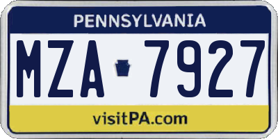 PA license plate MZA7927