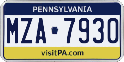 PA license plate MZA7930