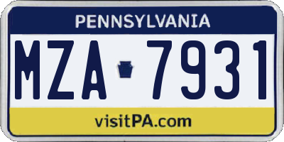 PA license plate MZA7931