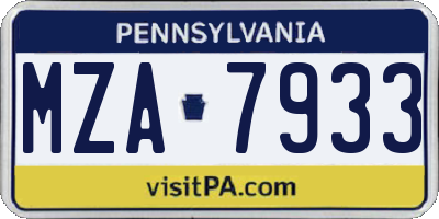 PA license plate MZA7933