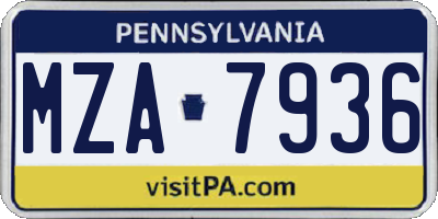 PA license plate MZA7936