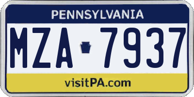 PA license plate MZA7937