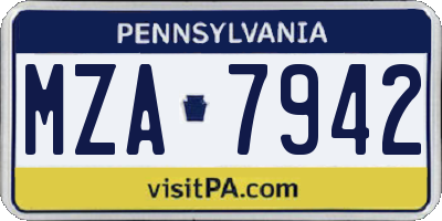 PA license plate MZA7942