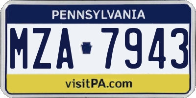 PA license plate MZA7943
