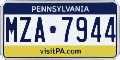 PA license plate MZA7944