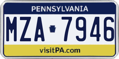 PA license plate MZA7946