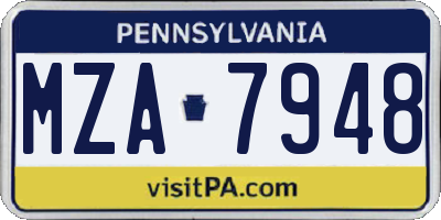 PA license plate MZA7948