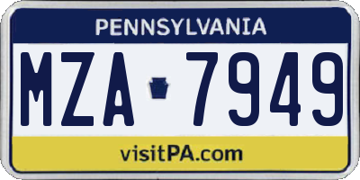 PA license plate MZA7949