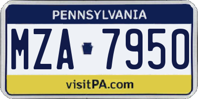 PA license plate MZA7950