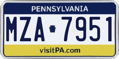 PA license plate MZA7951