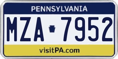 PA license plate MZA7952