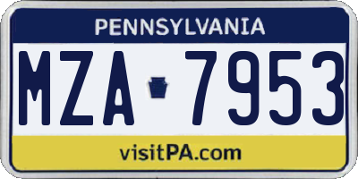 PA license plate MZA7953