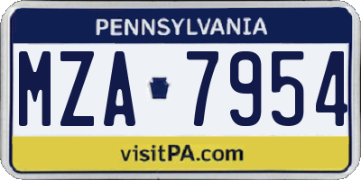 PA license plate MZA7954