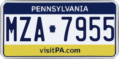 PA license plate MZA7955