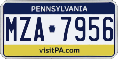 PA license plate MZA7956