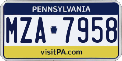 PA license plate MZA7958