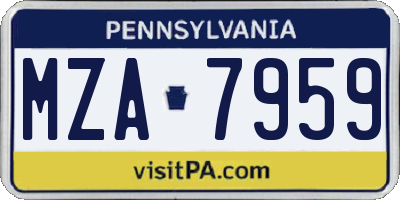 PA license plate MZA7959