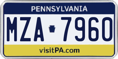 PA license plate MZA7960