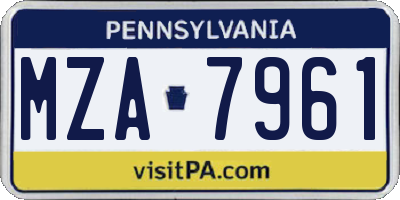 PA license plate MZA7961