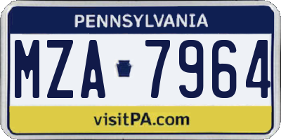 PA license plate MZA7964