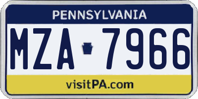 PA license plate MZA7966