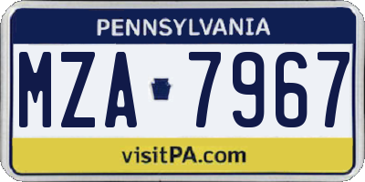 PA license plate MZA7967