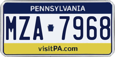 PA license plate MZA7968