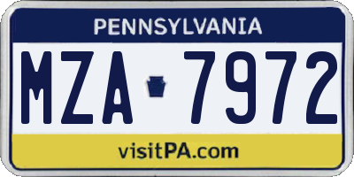 PA license plate MZA7972