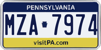 PA license plate MZA7974