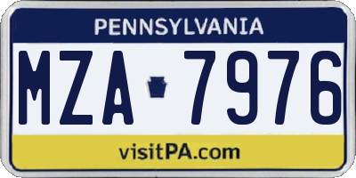 PA license plate MZA7976