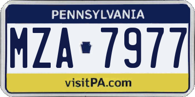 PA license plate MZA7977