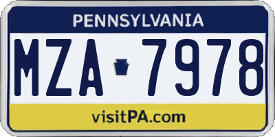 PA license plate MZA7978