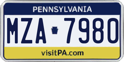 PA license plate MZA7980