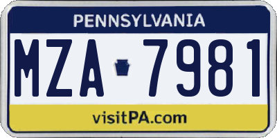 PA license plate MZA7981