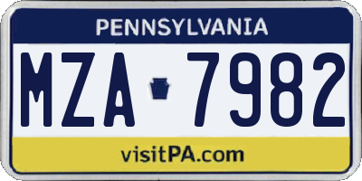 PA license plate MZA7982