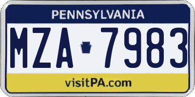 PA license plate MZA7983