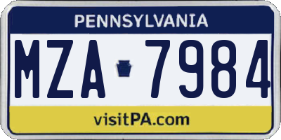 PA license plate MZA7984