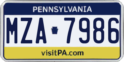 PA license plate MZA7986