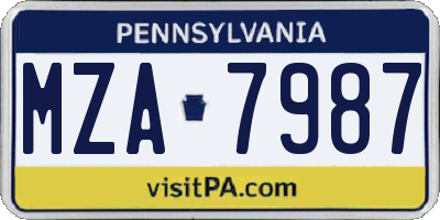 PA license plate MZA7987