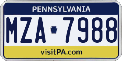 PA license plate MZA7988