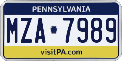PA license plate MZA7989