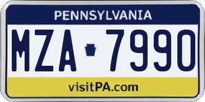 PA license plate MZA7990